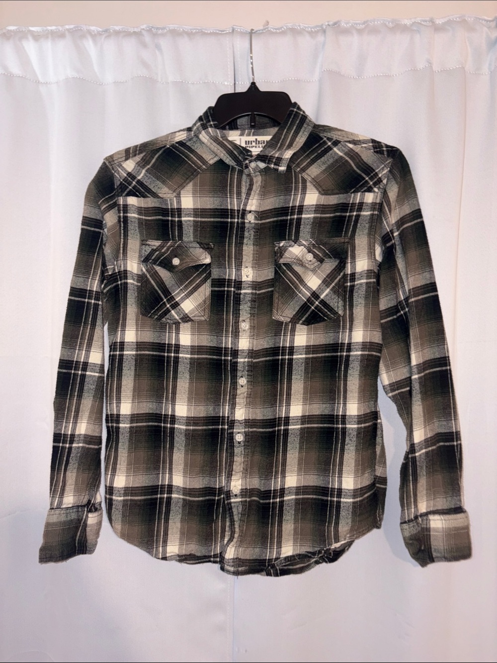 urban pipeline Black and White Plaid Button-Down Shirt